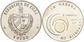 Куба 1 песо 1979 ХIV Конференция Движения неприсоединения в Гаване KM 191 медно-никель UNC 189-812