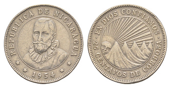 Никарагуа 25 сентаво 1954 KM 18.1 медно-никель 4641-244