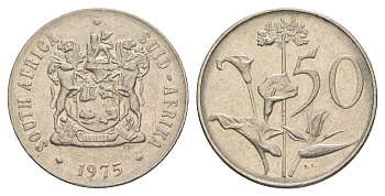 ЮАР 50 центов 1975 Зантедеския Эллиота (калла), герб KM 87 никель 4597-155