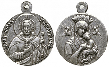 Европа католический кулон подвеска с ушком для носки ND Иисус, Дева Мария белый металл 4390-426