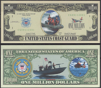США 1000000 долларов 2001 Береговая охрана США бумага UNC (пресс) 7197-26-1