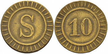 ЕВРОПА ЖЕТОН ИГРОВОЙ ND 10 S желтый металл 4532-1118