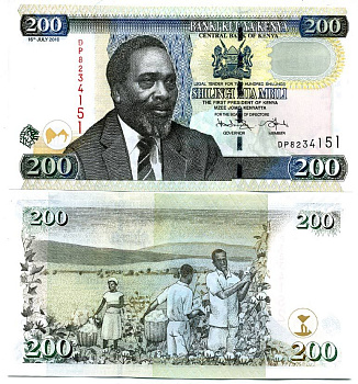 Кения 200 шиллингов 2010 Джомо Кениата, сбор хлопка Pick 48 e бумага UNC (пресс) 448-135-3