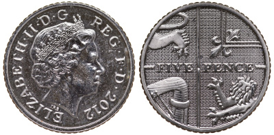 Великобритания 5 пенсов 2012 Елизавета II (1952-2022) KM 1109d, Spink 4671 (D7) медно-никель 4124-713