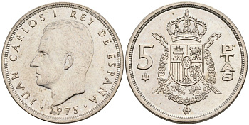 Испания 5 песет 1975 (78) Хуан Карлос I (1975-2001) KM 807 медно-никель 4571-1153