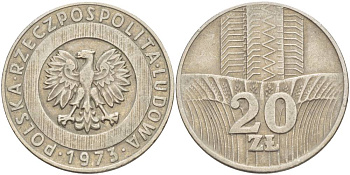 Польша 20 злотых 1973 монетный двор Кремница KM 67, Parchimowicz 245a медно-никель 4542-1212