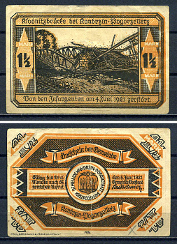 Кендзежин (Верхняя Силезия) 1 1/2 марки 1921 DeNG 1/2 0675.1-2/3 бумага 7556-32-3-2