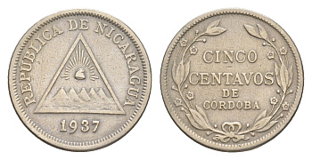 Никарагуа 5 сентаво 1937 KM 12 медно-никель 1528-1231