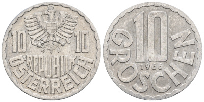 Австрия 10 грошей 1966 KM 2878 алюминий 60-1134