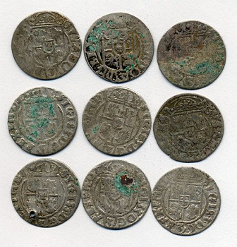 ПОЛЬША ЛОТ ИЗ 9 МОНЕТ В ПОЛТАРАК XVII век M12-13-6