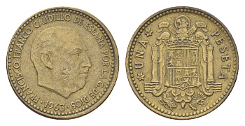 Испания 1 песета 1963 (64) Франциско Франко (1939-1975) KM 775 алюминиевая бронза 4705-1047