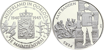 Нидерланды медаль ND Голландия в войне 1940-1945, ускорить наступление, 31,3 гр, 45,0 мм  серебро  PROOF  1066-3-43