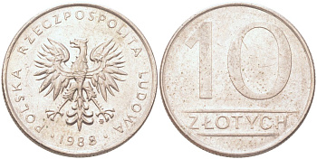 Польша 10 злотых 1989 Y 152.1 медно-никель 4122-944