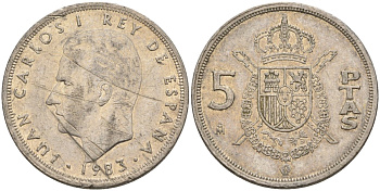 Испания 5 песет 1983 Хуан Карлос I (1975-2014) KM 823 медно-никель 4155-724