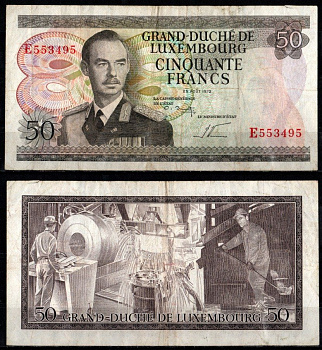 Люксембург 50 франков 1972 Pick 55 b бумага 7205-6-3-1