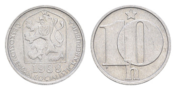Чехословакия 10 геллеров 1988 KM 80 алюминий 4649-1219