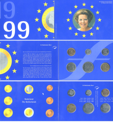 Нидерланды набор из 6 монет 1999 в оригинальном буклете    UNC  1-6-1-18