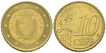 Мальта 10 евроцентов 2008 F KM 128 нордик UNC 4551-653