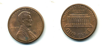 США 1 ЦЕНТ 1992 ЛИНКОЛЬН KM 201b цинк плакированный медью 46-766