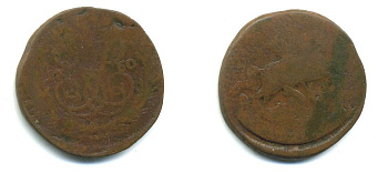 РОССИЯ 1 КОПЕЙКА 1760 медь 61-914