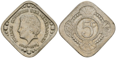 Нидерланды 5 центов 1978 30 лет правления Королевы Юлианы UC 300 медь цинк никель 4575-534