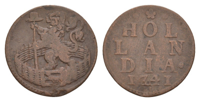 Нидерланды, Голландская Республика, Голландия 1 дуит 1741 KM 80 медь 4651-1069