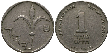 Израиль 1 новый шекель 1986 JE 5746 KM 160 медно-никель 4392-1064