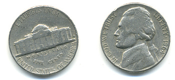 США 5 ЦЕНТОВ 1964 ДЖЕФФЕРСОН KM А192 медно-никель 86-546