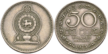Шри-Ланка 50 центов 1975 KM 135.1 медно-никель 4566-935