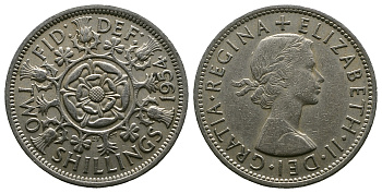 Великобритания 2 шиллинга (флорин) 1954 Елизавета II (1952-2022) KM 906, Spink 4146 медно-никель    4364-4033