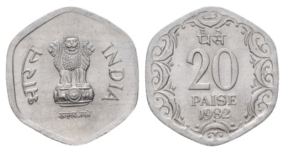 Индия 20 пайс 1982 KM 44 алюминий UNC 4688-1155