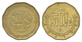 Мексика 50 сентаво 2004 KM 549 алюминиевая бронза 4644-663