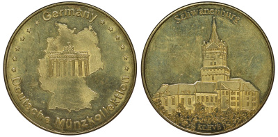 Германия медаль ND замок Шваненбург в Клеве, диаметр 35 мм. жёлтый металл 00-00