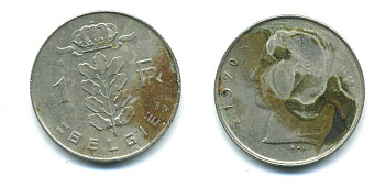 БЕЛЬГИЯ 1 ФРАНК 1970 KM 142.1 медно-никель 54-1351