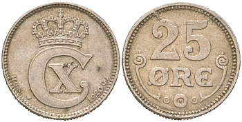 Дания 25 эре 1920 Кристиан X (1912-1947) KM 815a медно-никель 4621-1024