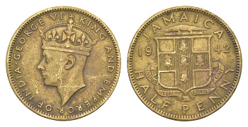 Ямайка 1/2 пенни 1942 KM 31 никель латунь 4640-1257