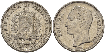 Венесуэла 1 боливар 1967 Симон Боливар KM 42 никель 31-524