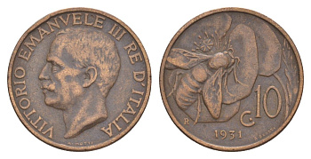 Италия 10 чентезимо 1931 KM 60 медь 4633-747