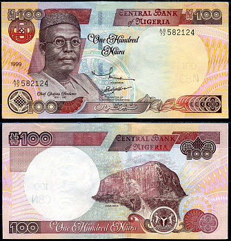 Нигерия 100 найра 1999 Обафеми Аволово, гора Зума Ро Pick 28 b бумага 8592-33-1-2