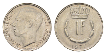 Люксембург 1 франк 1977 Герцог Жан (1964-1999) KM 55 медно-никель 4643-542