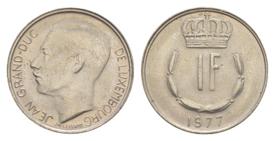 Люксембург 1 франк 1977 Герцог Жан (1964-1999) KM 55 медно-никель 4643-542