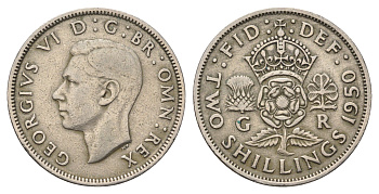 Великобритания 2 шиллинга (флорин) 1950 Георг VI (1936-1952) KM 878, Spink 4107 медно-никель 4692-335