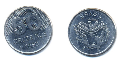 БРАЗИЛИЯ 50 КРУЙЗЕЙРО 1983 KM 594.1 сталь aUNC 51-4811