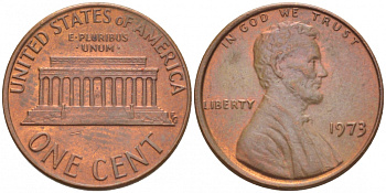 США 1 ЦЕНТ 1973 ЛИНКОЛЬН KM 201 медь цинк UNC 3309-256