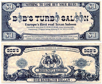 НИДЕРЛАНДЫ 1 ИГРОВОЙ ДОЛЛАР ND BOBS PARTY SALOON бумага 7146-64-2-1