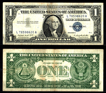 США 1 доллар 1957 Серия A, Джордж Вашингтон Pick 419 a бумага 2119-20-3-2