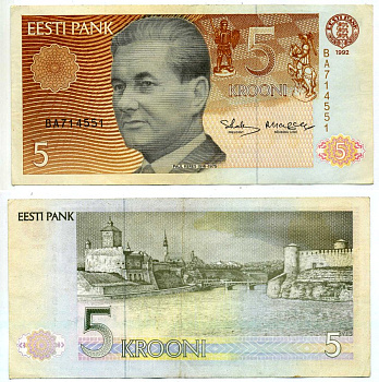 Эстония 5 крон 1992 Pick 71b, Сергеев 8 бумага 2197-49-1-2