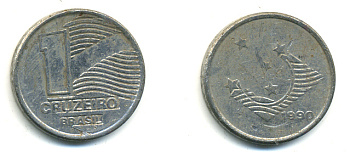 Бразилия 1 крузейро 1990 KM 617 нержавеющая сталь 93-1031