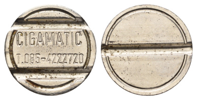 Италия жетон магазитна для проката видеоигр Cigamatic диаметр 24 мм, вес 5,6 гр нержавеющая сталь 4670-612