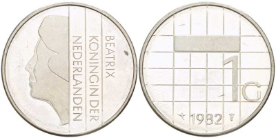 Нидерланды 1 гульден 1982 Беатрикс (1980-2013) KM 205 никель 213-934